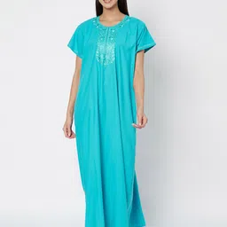 ETC Women Embroidered Maxi Nightdress-image-18