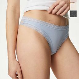 Marks & Spencer Pack of 4 Low-Rise Thongs Briefs T614611TSOFT BLUE MIX-image-38