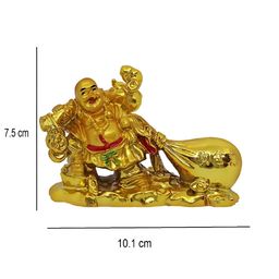 Aura Gold-Toned & Red Laughing Buddha Idol Showpiece-15