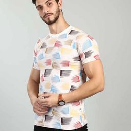 BE POSITIVE Abstract Printed Round Neck Slim Fit T-shirt-image-34
