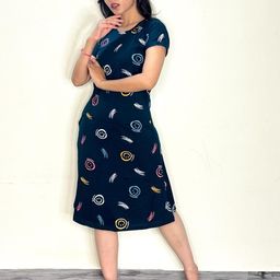 SWEET MOON Women Blue Printed Nightdress-image-76
