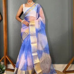 DIVASTRI Tie and Dye Printed Organza Kanjeevaram Saree-picture-22