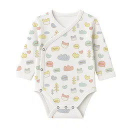 Moms Home Infants Printed Pure Organic Cotton Front Open Kimono One Side Bodysuit-image-101