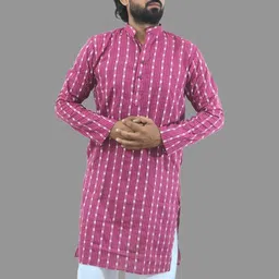 LADSLOOM Men Red Kurtas-image-6