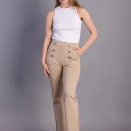 HIGH BUY Women Cotton Comfort Skinny Fit High-Rise Chinos Trousers-picture-20