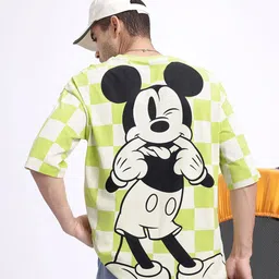 Kook N Keech Disney Men Mickey Mouse Printed Pure Cotton Oversized T-shirt-image-110
