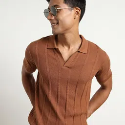 NOBERO Men Polo Textured T-shirts-25