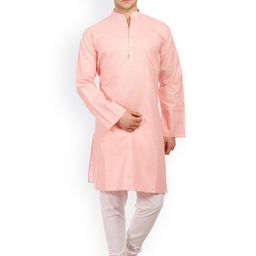 Wintage Pink & White Cotton & Silk Kurta Pyjama-image-2