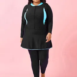LYCOT Women Side Panels Round Neck Swimming Dress-17