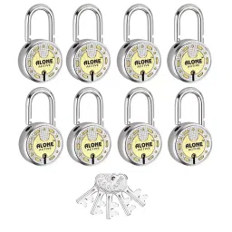 ALONE LOCKS Round 65 mm Alloy Steel ‎Antique 5 Keys Each Double Locking Padlock (Pack of 8)-14