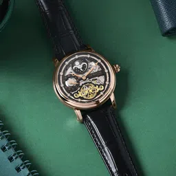 Britime Men Skeleton Dial & Leather Bracelet Style Straps Analogue Automatic Watch 641-L30406-5