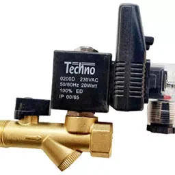 Techno ADV 15T 12.7 mm (1/2 Inch) Brass Auto Drain Valve with Timer-I and strainer-20