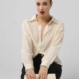 SHOWOFF Women Studded Shirt Style Crop Top-image-89