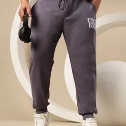 Sztori Plus Size Men Typography Printed Joggers-image-74