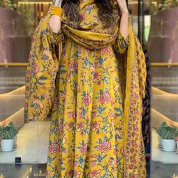 ALLEN WEAVE Women Floral Printed Empire Kurta with Palazzos & With Dupatta-picture-49