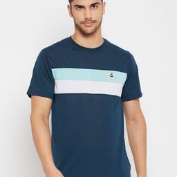 AUXAMIS Men Colourblocked Drop-Shoulder Sleeves Raw Edge T-shirt-image-91