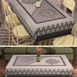 Aura Black Set of 2 Floral Cotton 6-Seater Table Cover with Embroidered details-image-8