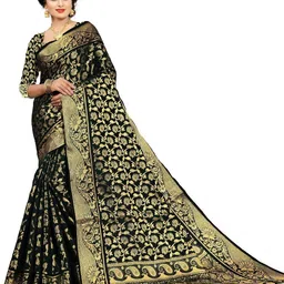 jayant creation Black Cotton Blend Kanjeevaram Sarees-picture-11