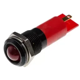 RS PRO Red Panel Mount Indicator , Mounting Hole Size 14 mm, Termination Type Solder Tab, Model No 206047-14