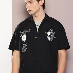 Kook N Keech Oversized Fit Jack Skellington Graphic Printed Pure Cotton Casual Shirt-picture-13