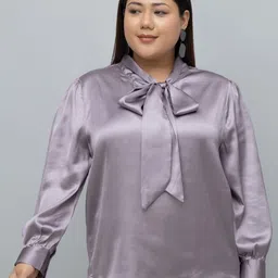 PURYS PLUS Women Tie-Up Neck Plus SizeShirt Style Top-image-20