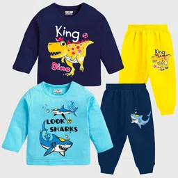 KUCHIPOO Boys Pack Of 2 Printed Round Neck Sweatshirts With Joggers-picture-10