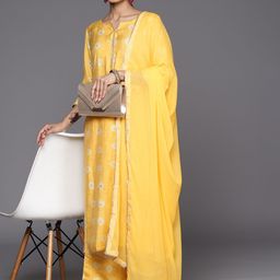 Libas Ethnic Motifs Printed Regular Gotta Patti Kurta With Palazzos & With Dupatta-image-93