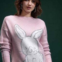Tokyo Talkies Women Round Neck Self Design Pullover-image-7