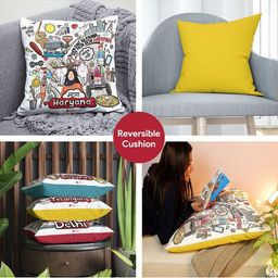Indigifts Red & White Square Shape Printed Cushion Cover With Filler image 4