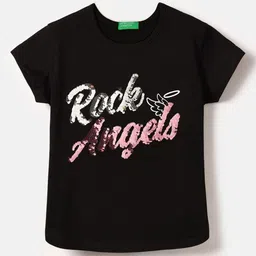 United Colors of Benetton Girls Typography Printed Pure Cotton T-shirt-picture-35