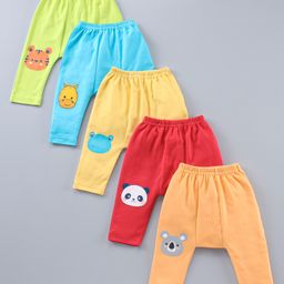 Babyhug Full Length Antimicrobial Diaper Leggings Animal Print Pack of 5 - Multicolor-image-7