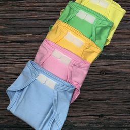 Tinycare Baby Nappy Rtw Plain with Velcro Set of 5 Medium - Multicolour-20