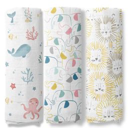 haus & kinder Animal Arcade Collection 100% Cotton Muslin Swaddle Pack Of 3 - Multicolor-image-80
