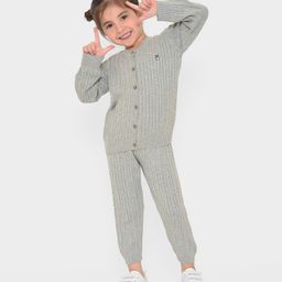 Mi Arcus 100% Cotton Full Sleeves Self Designed Winter Wear Cardigan With Pajama Set -  Grey-picture-14