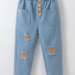 Kookie Kids Denim Full Length Washed Jeans - Blue-image-33