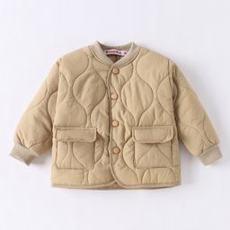 Kookie Kids Full Sleeves Padded Jacket with Pockets - Khaki-image-44