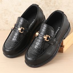 Pine Kids Slip On Party Wear Loafers - Black-picture-43