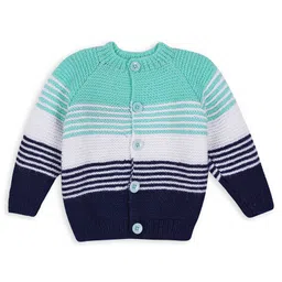 Windrop Solutions Wool Full Sleeves Crochet Striped Sweater - Multi Colour-picture-26