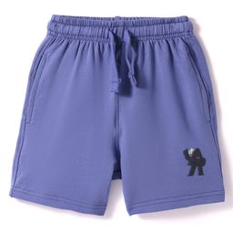 Doreme Terry Knit Knee Length Shorts With OK Patch - Royal Blue-image-76