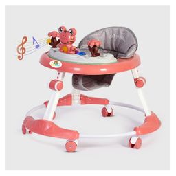PLAYROOTS Multifunctional Frog Face Baby Walker with Removable Musical Tray & 2 Level Height Adjustment - Pink-11