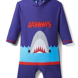 KIDLINGSS Three Fourth Sleeves Shark Printed Legged Swimsuit - Blue-picture-6