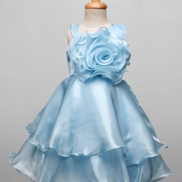 Bluebell Tissue Woven Sleeveless Layered Party Dress With Floral Applique - Light Blue-image-14