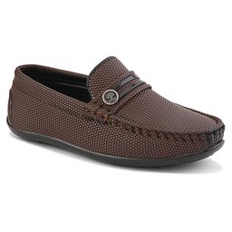 MLTC Self Design Textured Slip On Loafers - Brown-image-4