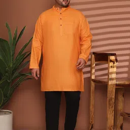 Enchanted Drapes Men Plus Size Solid Daily Cotton Straight Kurta-picture-55