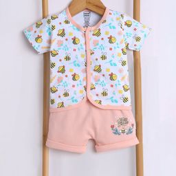 MeeMee Kids Printed Short Sleeves Jhabla With Shorts-37