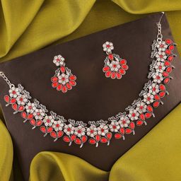 Anouk Gold-Plated Artificial Stones Studded And Beaded Necklace And Earrings-25