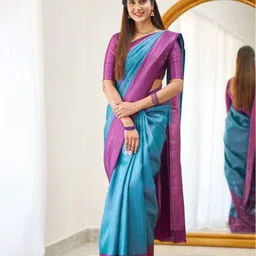 VILLE FASHION Women Ethnic Motifs Zari Art Silk Kanjeevaram Saree-picture-45