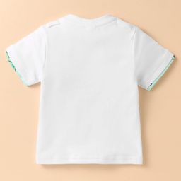 WOW Clothes Interlock Knit Dungaree & Half Sleeves T-Shirt With Dino Print - Light Green & White image 3