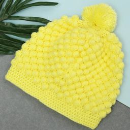 Funkrafts Pack Of 2 Woollen Solid Ears Detailed & Self Designed Beanie Caps - Yellow & Blue image 5