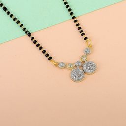 MEMOIR Gold-Plated Artificial Beads Imitation Diamond Short Mangalsutra-image-77